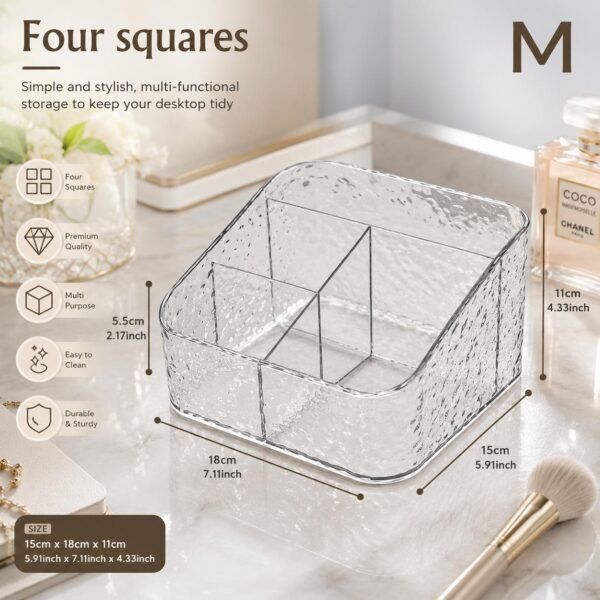 4-Compartment Acrylic Makeup Organizer dimensions 18cm x 15cm x 11cm