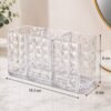 Diamond Cosmetic Brush Holder Organizer made from clear acrylic for storing makeup brushes and beauty essentials.
