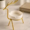DEER Metallic Ashtray with gold metal deer stand and white ceramic bowl by RealFound