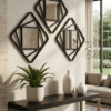 3PCs hexagon wall mirror set 6x6 inch for home decor