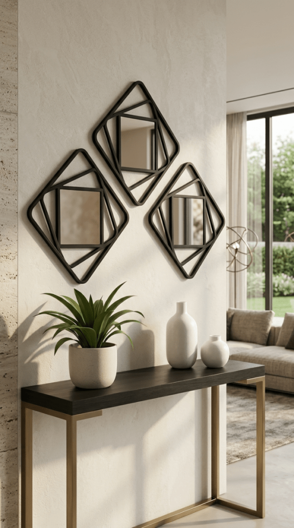 3PCs hexagon wall mirror set 6x6 inch for home decor