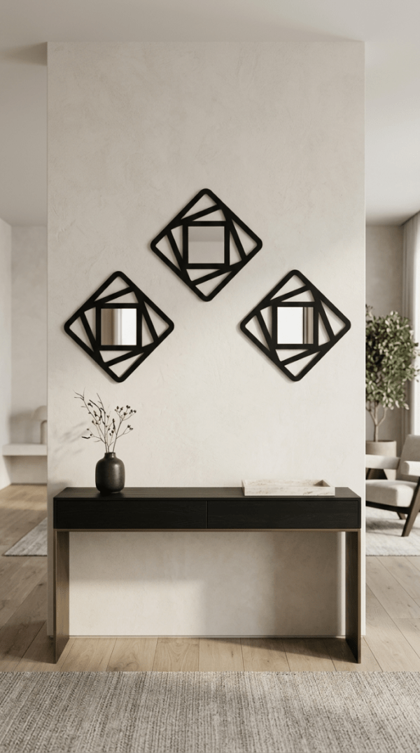 3PCs hexagon wall mirror set 6x6 inch for home decor