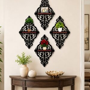 4PCs ornate black decorative wall shelves by RealFound