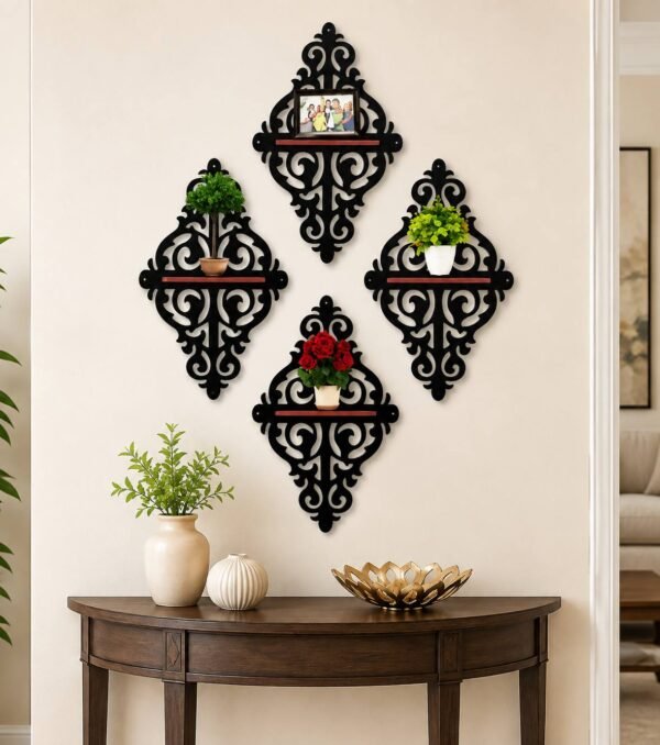 4PCs ornate black decorative wall shelves by RealFound