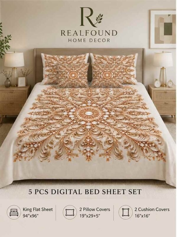 5 Piece Digital Bed Sheet Set King Size
