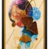 Abstract ginkgo leaf wall art in black and gold frame by RealFound