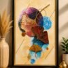 Abstract ginkgo leaf wall art in black and gold frame by RealFound