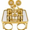 Golden floral 4-cup decorative tray by RealFound