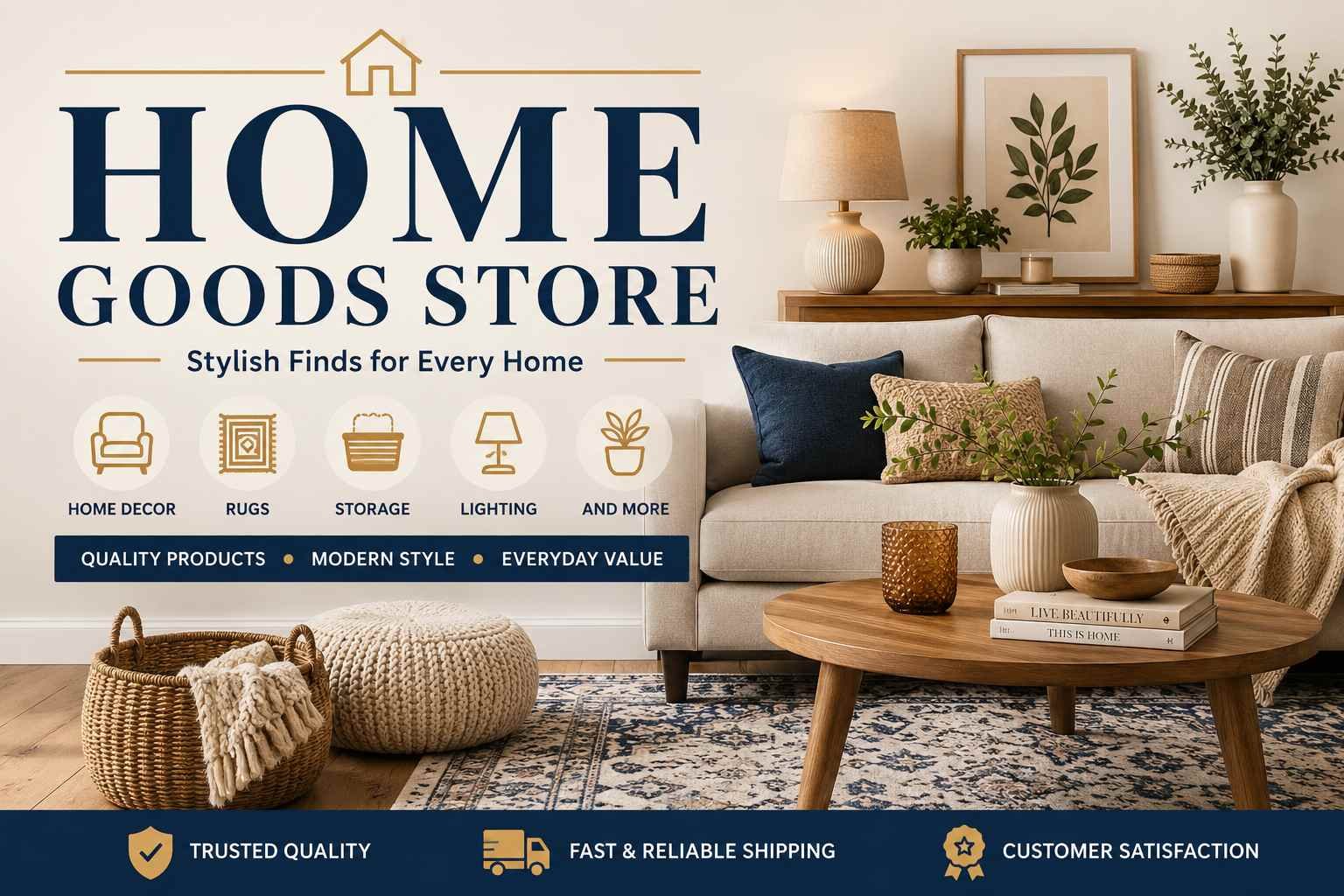 Home goods store featuring stylish home decor and practical household essentials