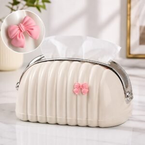 Pink bow tissue holder