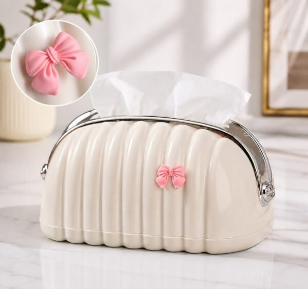 Pink bow tissue holder