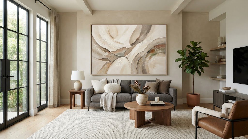 Large wall art for living room in a modern home