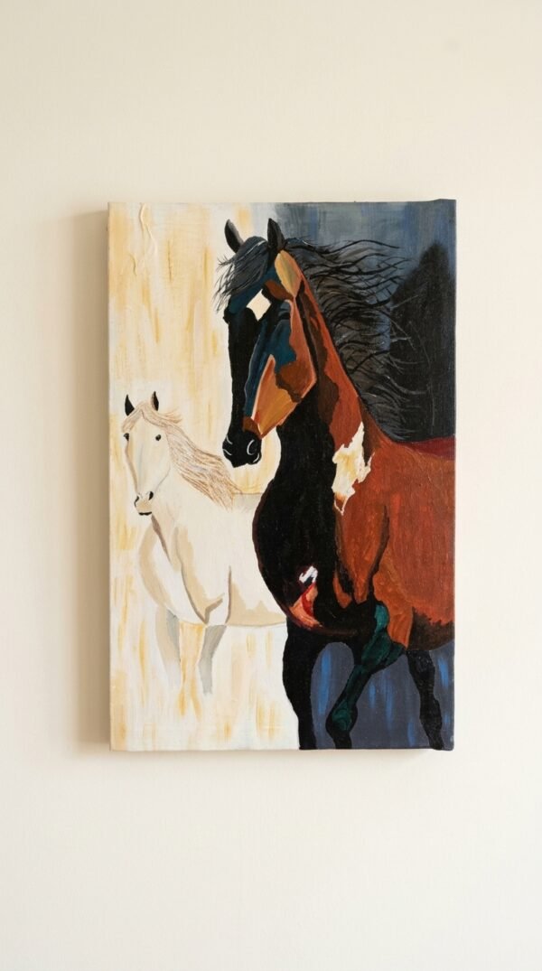 Modern black and white horse wall art for home decor