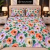 REALFOUND 3D Floral Luxury Bedsheet Set with Matching Pillow Covers Dubai UAE