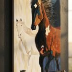 Modern black and white horse wall art for home decor