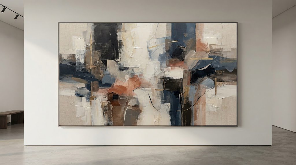 Large wall painting featuring contemporary abstract artwork