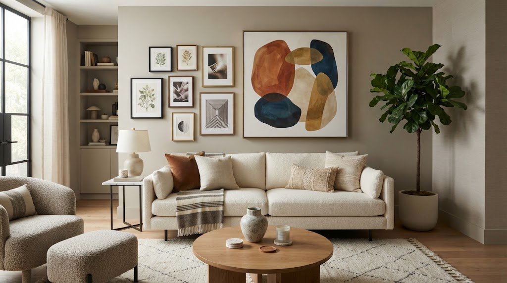 Living room wall decor ideas with modern wall art