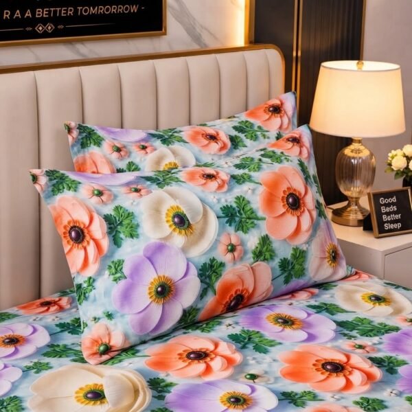REALFOUND 3D Floral Printed Pillow Covers Close Up View Dubai