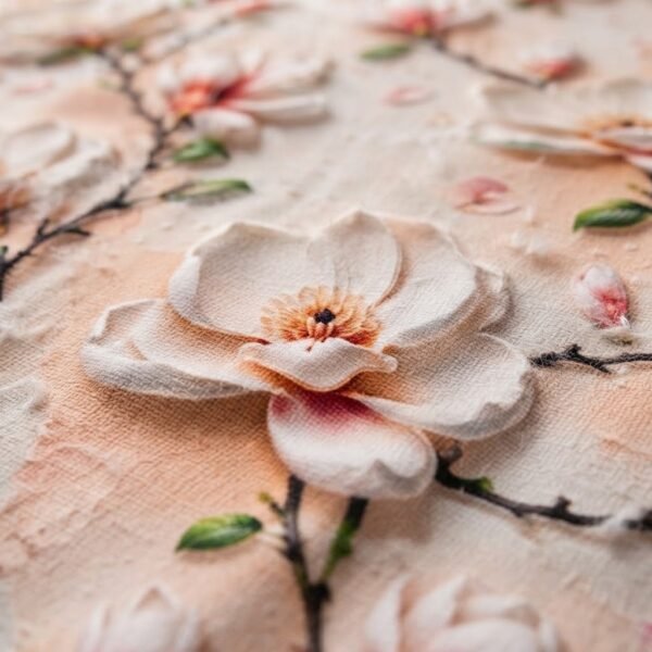 REALFOUND 3D Magnolia Blossom Bedsheet Fabric Texture Detail UAE