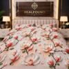 REALFOUND 3D Magnolia Floral Luxury Bedsheet Set with Branded Wall Display Dubai UAE