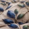REALFOUND 3D Royal Blue and Green Leaf Pillow Covers Close Up View Dubai