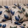 REALFOUND 3D Royal Blue and Green Leaf Pillow Covers Close Up View Dubai