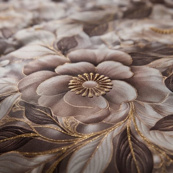 REALFOUND 3D Vintage Brown and Gold Flower Fabric Texture Detail UAE