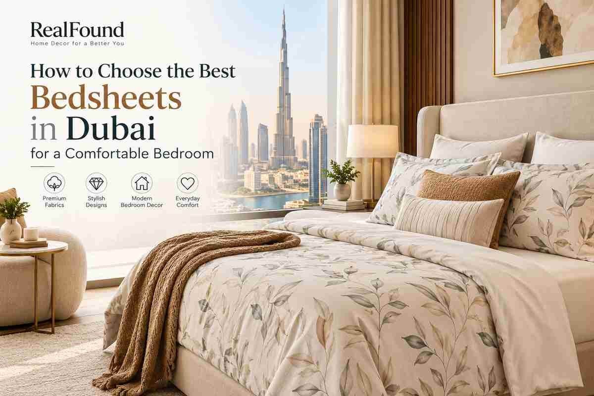 Stylish bedroom with floral bedsheets in Dubai featuring modern bedding and elegant decor