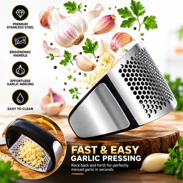 RealFound Stainless Steel Garlic Press & Crusher